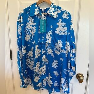 Sensea Capri Blue Printed Oversized Blouse NWT